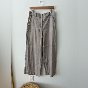 Everlane Brown & Cream Houndstooth Straight-Leg Linen Trousers